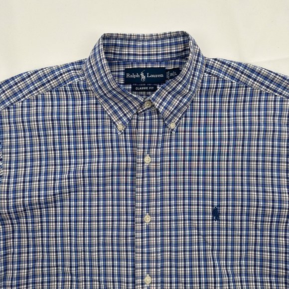 Polo Ralph Lauren Mini Check Multi Color Long Sleeve Button Down Shirt Size 16/L - Picture 1 of 5